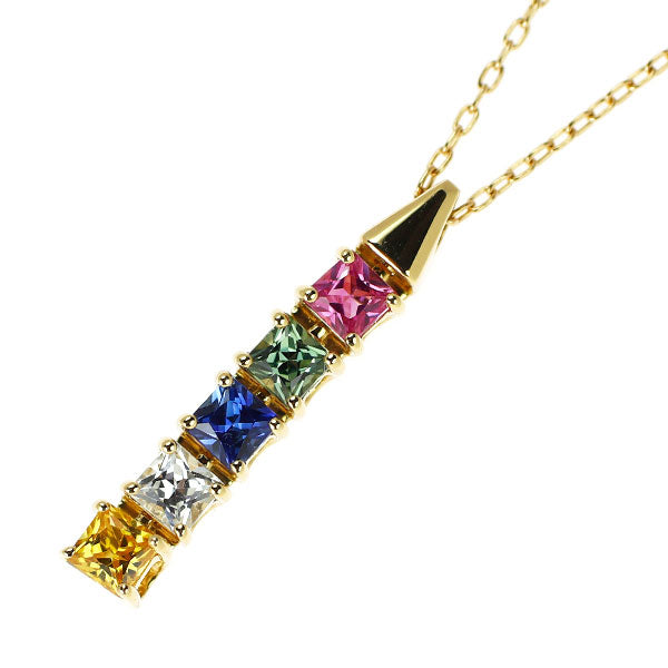 ジュネ K18YG マルチカラーサファイア ペンダントネックレス 0.41ct