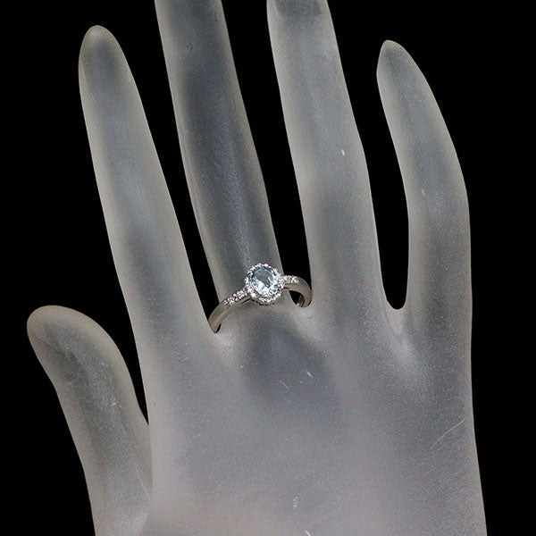 Pt900 アクアマリン ダイヤモンド リング 0.61ct D0.087ct