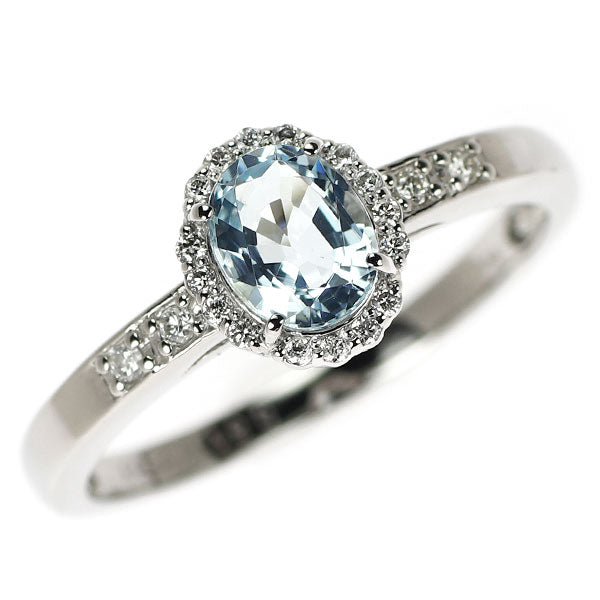 Pt900 アクアマリン ダイヤモンド リング 0.61ct D0.087ct