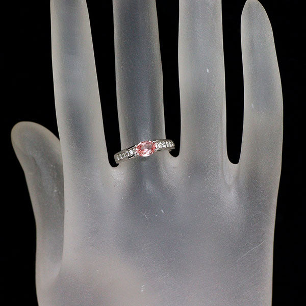 Pt900 パパラチアサファイア ダイヤモンド リング 0.543ct D0.16ct