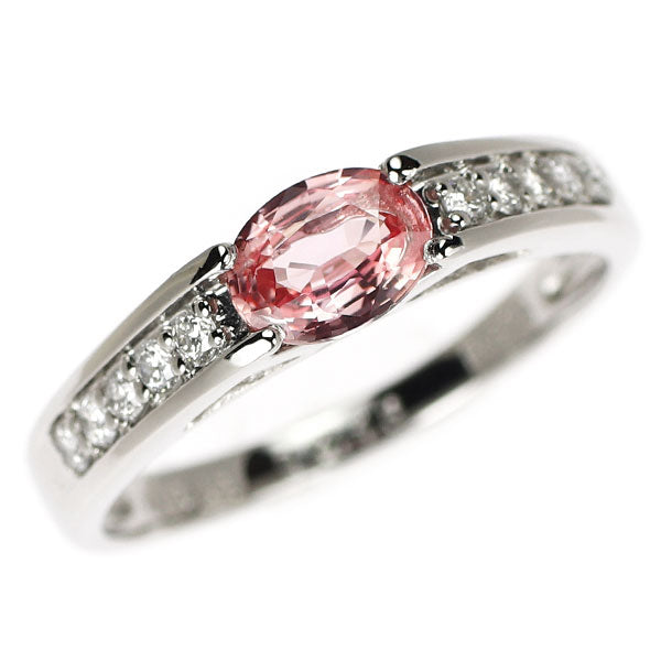 Pt900 パパラチアサファイア ダイヤモンド リング 0.543ct D0.16ct