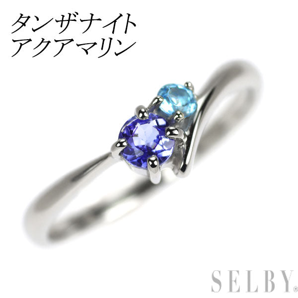 Pt900 タンザナイト アクアマリン リング