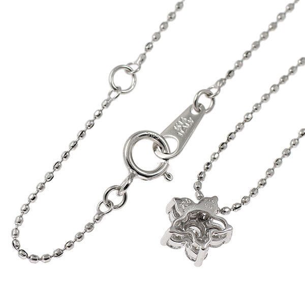 K14WG ダイヤモンド ペンダントネックレス 0.24ct フラワー