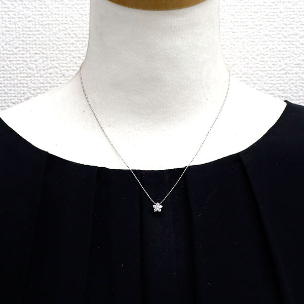 K14WG ダイヤモンド ペンダントネックレス 0.24ct フラワー