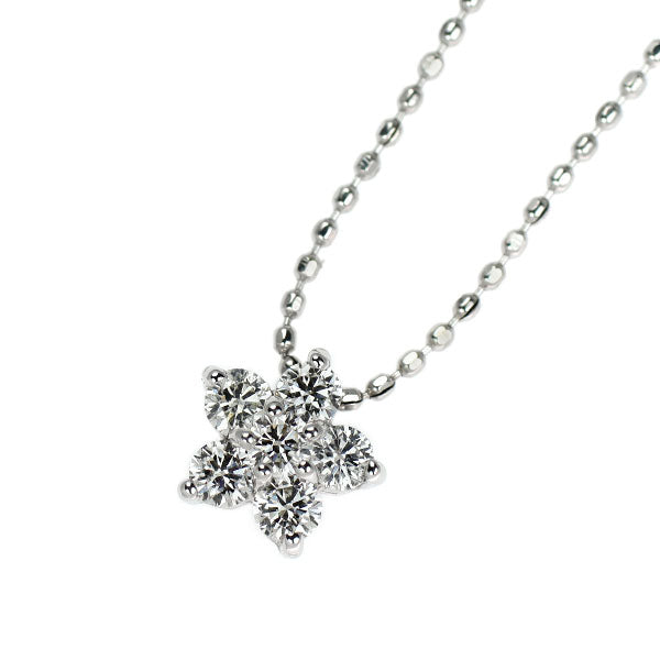 K14WG ダイヤモンド ペンダントネックレス 0.24ct フラワー