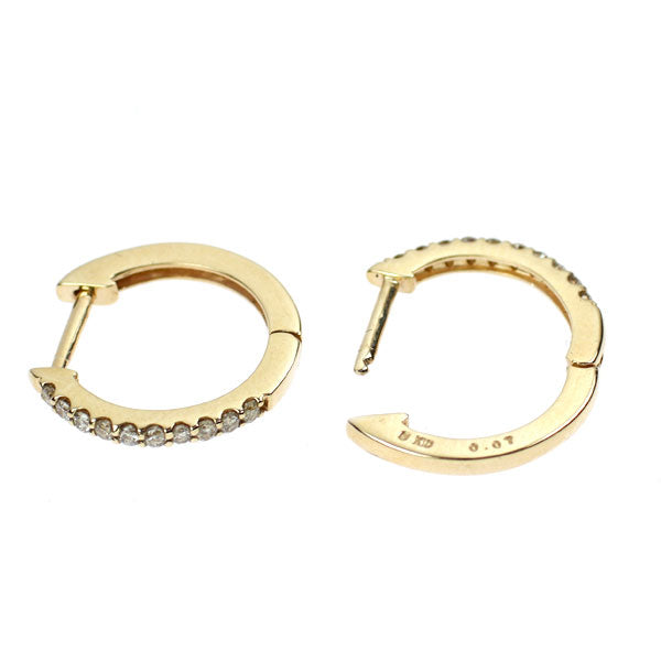 K10YG ダイヤモンド ピアス 0.14ct フープ