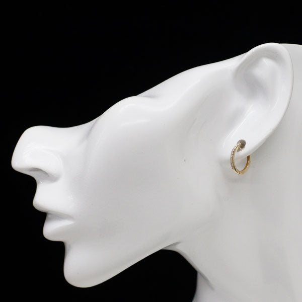 K10YG ダイヤモンド ピアス 0.14ct フープ