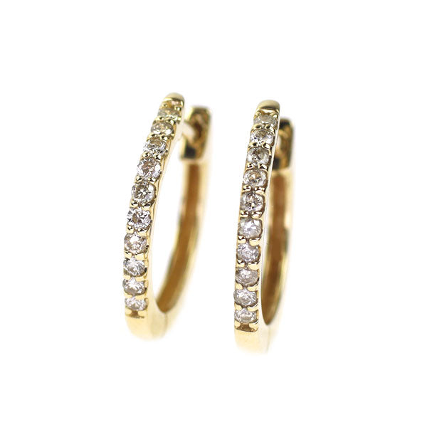 K10YG ダイヤモンド ピアス 0.14ct フープ