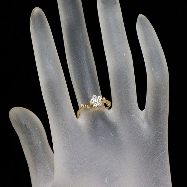 K18YG ブルートパーズ ダイヤモンド リング D0.02ct フラワー