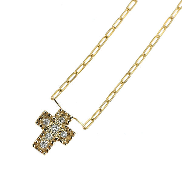 K10YG ダイヤモンド ペンダントネックレス クロス