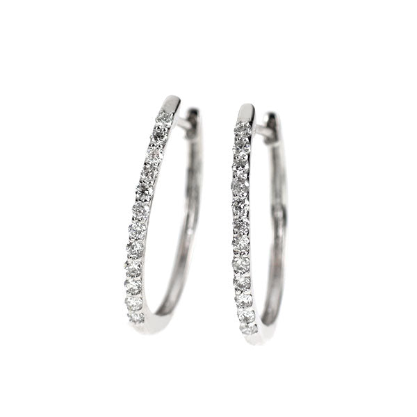 K18WG ダイヤモンド ピアス 0.30ct フープ