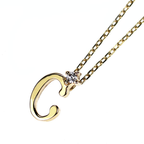 エテ/ete K10YG ダイヤモンド ペンダントネックレス イニシャル「C」