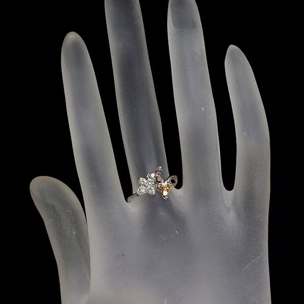 K18WG トリートカラーダイヤモンド リング 0.55ct フラワー