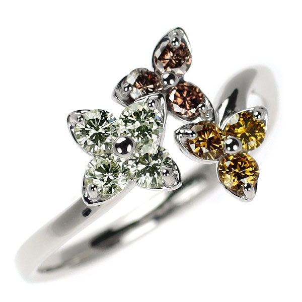 K18WG トリートカラーダイヤモンド リング 0.55ct フラワー