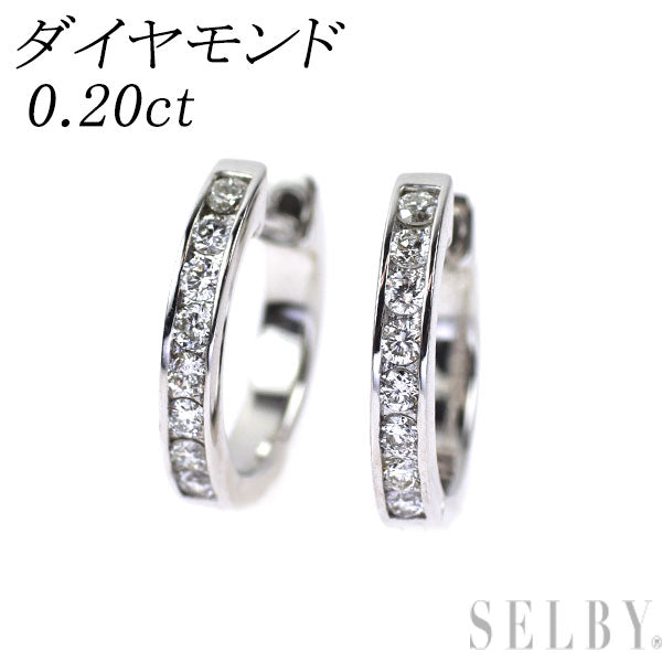 K18WG ダイヤモンド ピアス 0.20ct フープ