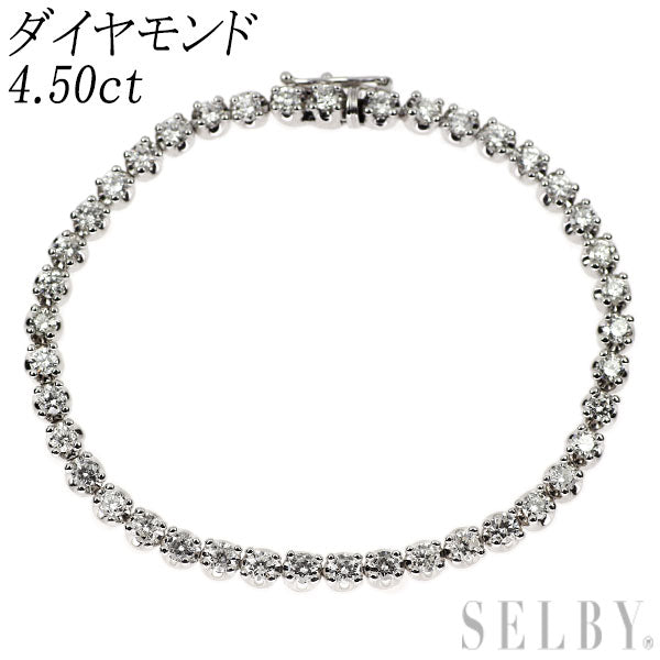 K18WG ダイヤモンド ブレスレット 4.50ct テニス