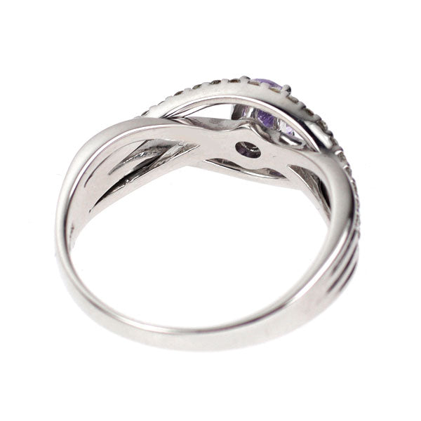 K18WG パープルサファイア ダイヤモンド リング 0.44ct D0.30ct