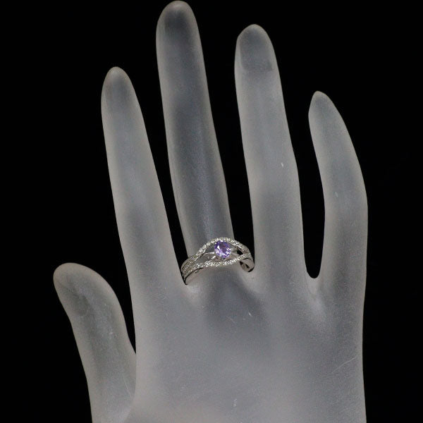 K18WG パープルサファイア ダイヤモンド リング 0.44ct D0.30ct