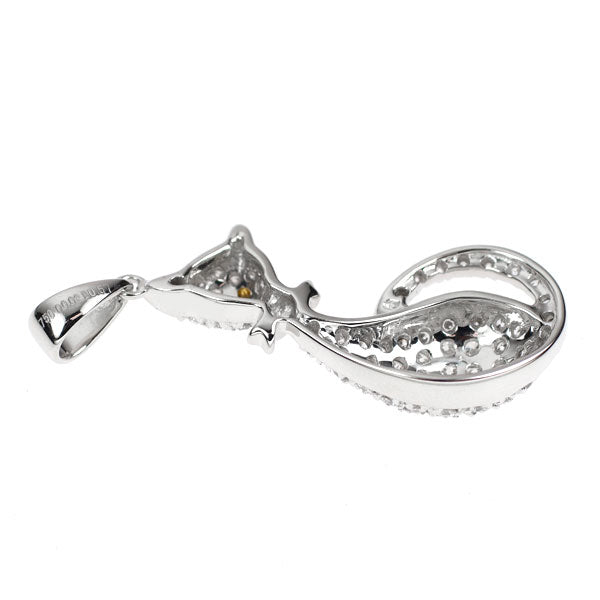 K18YG/WG ダイヤモンド トリートイエローダイヤ ペンダントトップ 0.57ct TYD0.02ct 猫