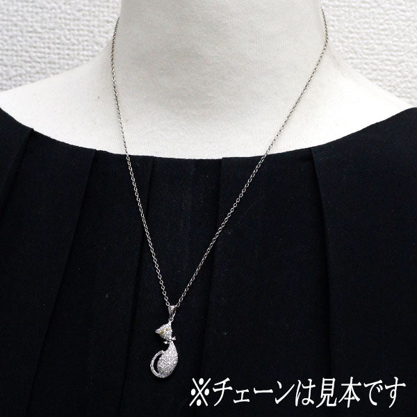 K18YG/WG ダイヤモンド トリートイエローダイヤ ペンダントトップ 0.57ct TYD0.02ct 猫