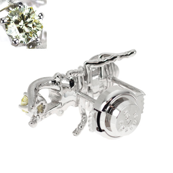 K18WG さくらカット ダイヤモンド ブローチ 0.195ct D0.06ct クワガタ