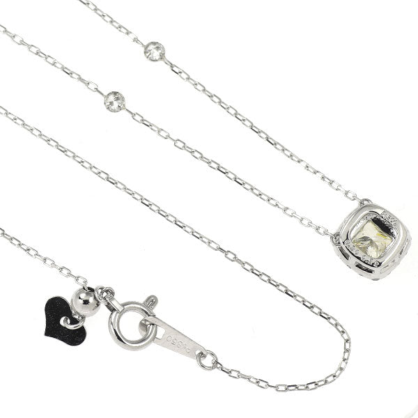 Pt900/ Pt850 プリンセスカット ダイヤモンド ペンダントネックレス 0.30ct D0.22ct