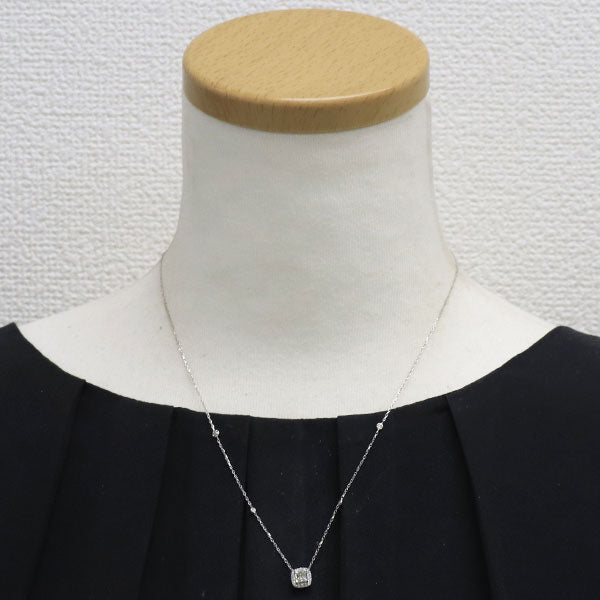 Pt900/ Pt850 プリンセスカット ダイヤモンド ペンダントネックレス 0.30ct D0.22ct