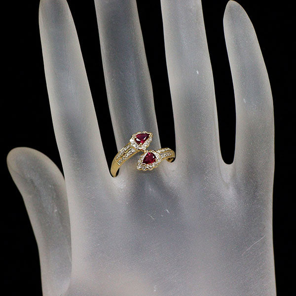 K18YG ルビー ダイヤモンド リング 0.50ct D0.22ct トワエモア