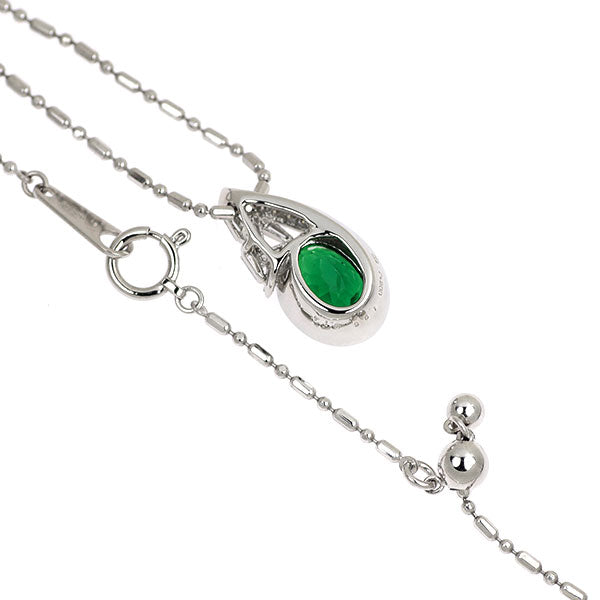 Pt900/ Pt850 グリーン ガーネット ダイヤモンド ペンダントネックレス 1.96ct D0.14ct