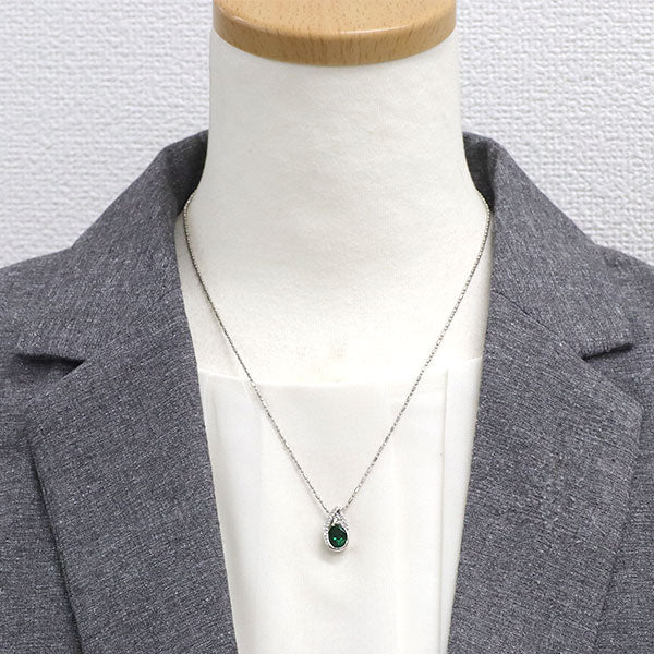 Pt900/ Pt850 グリーン ガーネット ダイヤモンド ペンダントネックレス 1.96ct D0.14ct