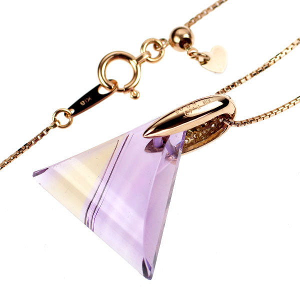 K18PG アメトリン ダイヤモンド ペンダントネックレス 8.49ct D0.08ct