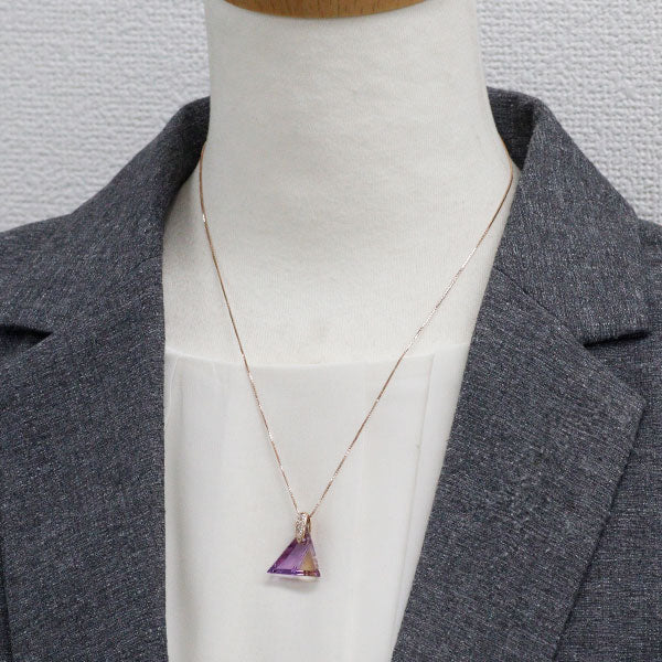 K18PG アメトリン ダイヤモンド ペンダントネックレス 8.49ct D0.08ct