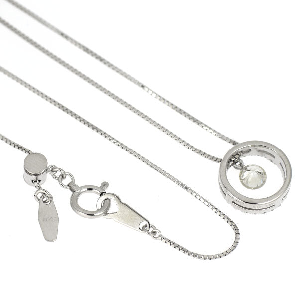 K18WG ストリングホール ダイヤモンド ペンダントネックレス 0.25ct D0.15ct