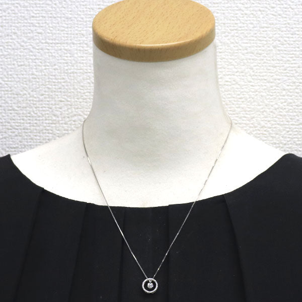 K18WG ストリングホール ダイヤモンド ペンダントネックレス 0.25ct D0.15ct