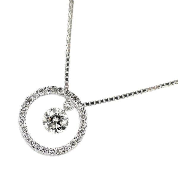 K18WG ストリングホール ダイヤモンド ペンダントネックレス 0.25ct D0.15ct