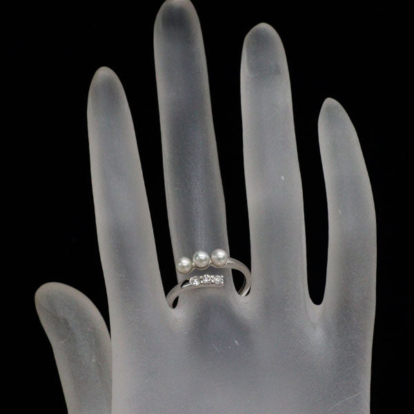 K18WG アコヤベビーパール ダイヤモンド リング 径約3.8mm D0.20ct