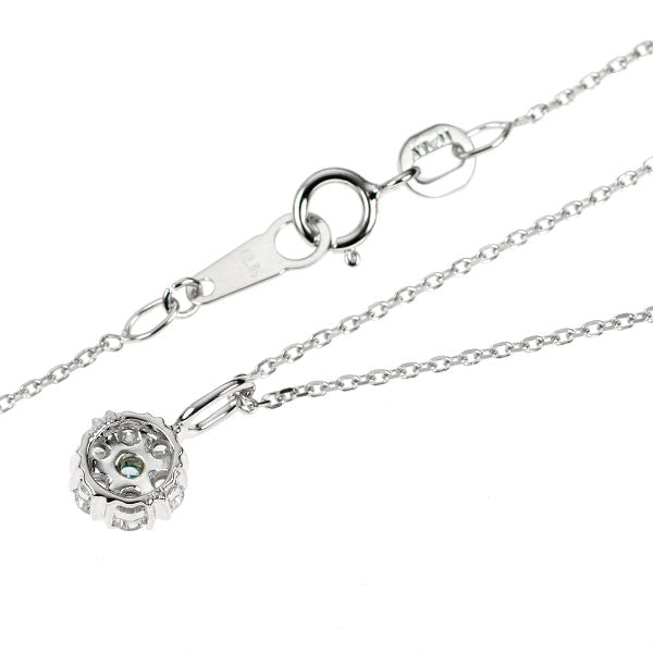 K18WG アイスブルー/カラーレス ダイヤモンド ペンダントネックレス 0.30ct フラワー