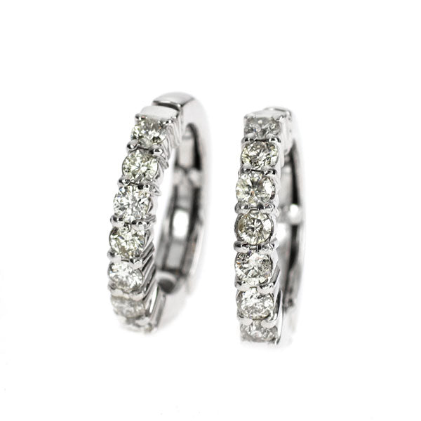 K18WG ダイヤモンド イヤリング 0.50ct フープ  ピアリング