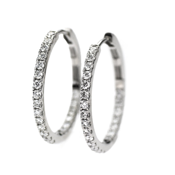 K18WG ダイヤモンド フープ ピアス 0.50ct