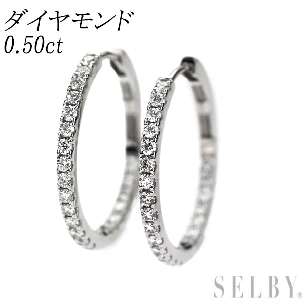 K18WG ダイヤモンド フープ ピアス 0.50ct