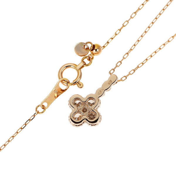 K18PG ダイヤモンド ペンダントネックレス 0.20ct フラワー