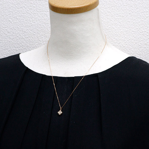 K18PG ダイヤモンド ペンダントネックレス 0.20ct フラワー
