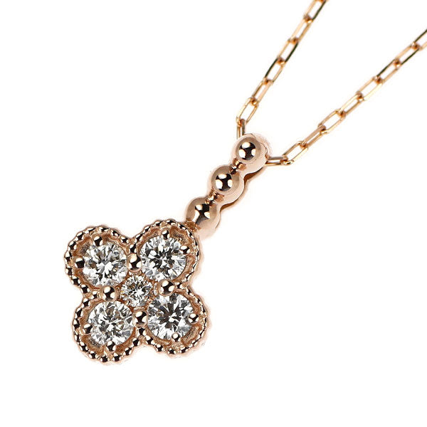 K18PG ダイヤモンド ペンダントネックレス 0.20ct フラワー
