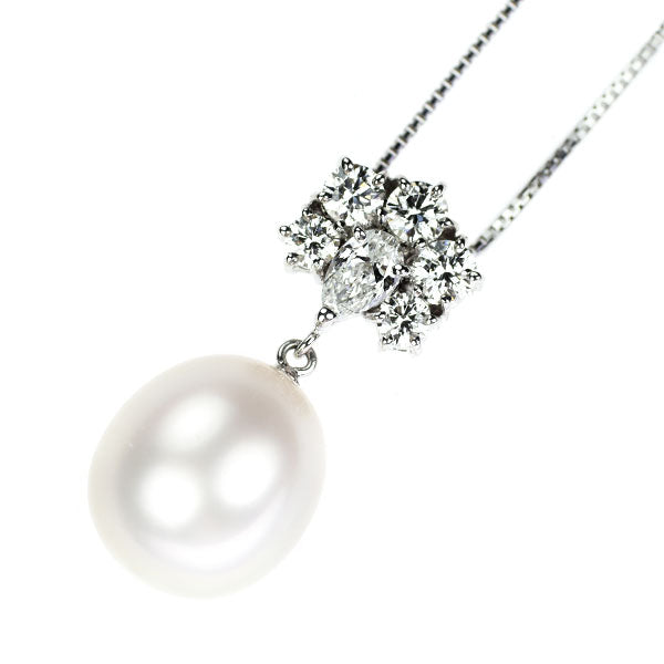ミキモト K18WG 白蝶真珠 ダイヤモンド ペンダントネックレス D0.89ct ミキモト K18WG 白蝶真珠 ダイヤモンド ペンダントネックレス D0.89ct