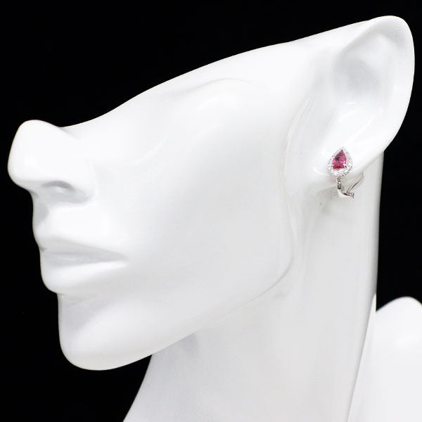 Pt900/ K14WG ピンクトルマリン ダイヤモンド ピアス 0.975 D0.42ct