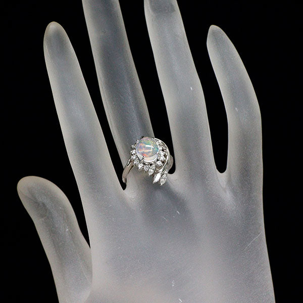 Pt900 オパール ダイヤモンド リング 1.58ct D0.738ct