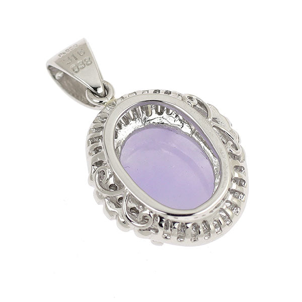 Pt900 樹脂含浸なし ラベンダー翡翠 ダイヤモンド ペンダントトップ 3.16ct D0.38ct