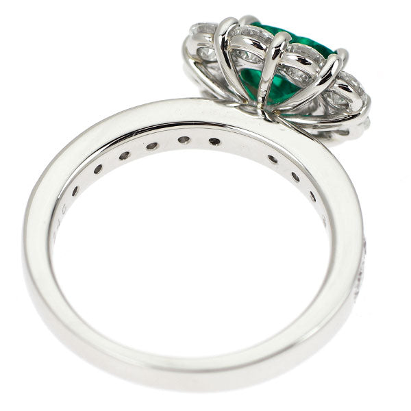 Pt900 ハートシェイプ エメラルド ダイヤモンド リング 0.707ct D1.246ct