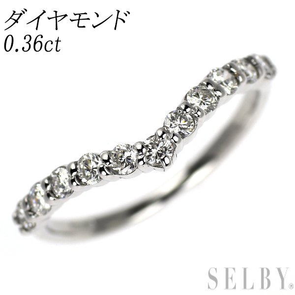 K18WG ダイヤモンド リング 0.36ct V字
