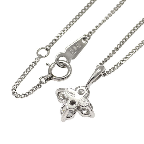 Pt900/ Pt850 天然ピンク ダイヤモンド ペンダントネックレス 0.03ct D0.73ct フラワー